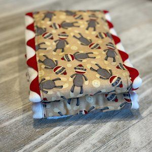 Sock Monkey Burp Cloth/Changing Pad Set of 2